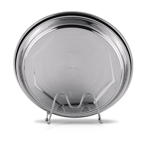 
Round trays plate racks unbreakable Stainless Steel Dinner Plate Sets 