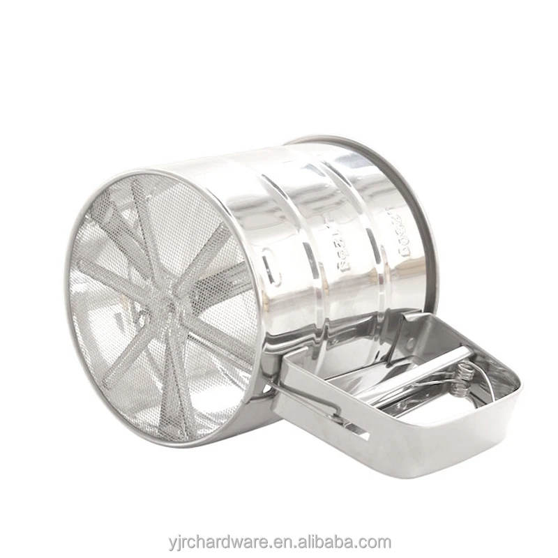 Wholesale kitchen baking tool manual stainless steel single layer 2 cups flour sieving sifter