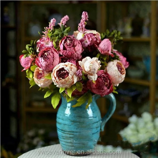 Manufacturers selling European autumn core simulation peony flowers Fake flowers desktop floral silk flower decoration