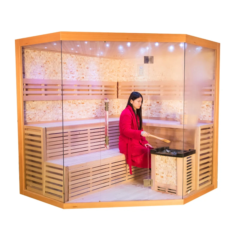 Outdoor Wet Steam Computer Control Panel Solid Wood Modern Hemlock Ozone Therapy Wet Steam Sauna Cabin 2 Years Graphic Design