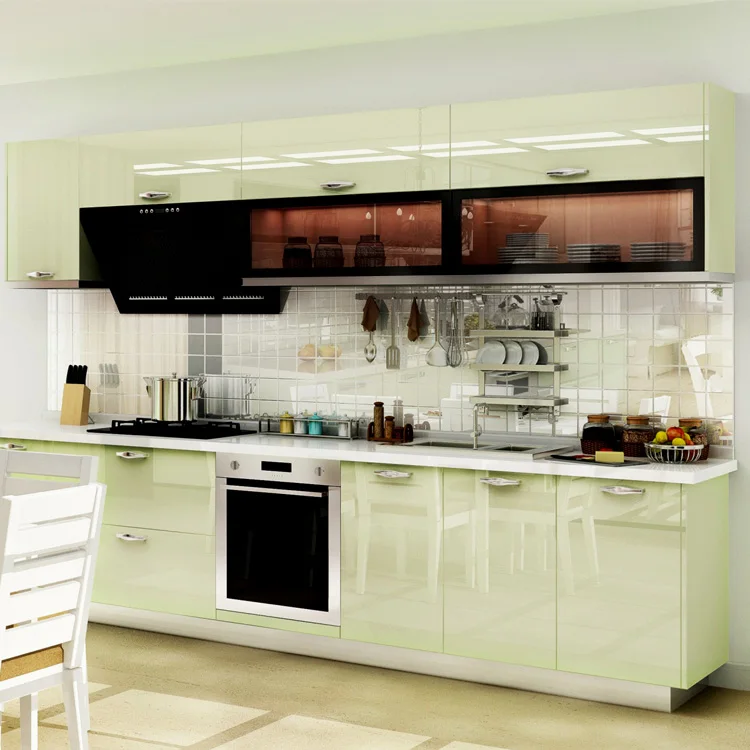 German style High gloss lacquer finish door factory outlet quartz stone lacquer  kitchen cabinet