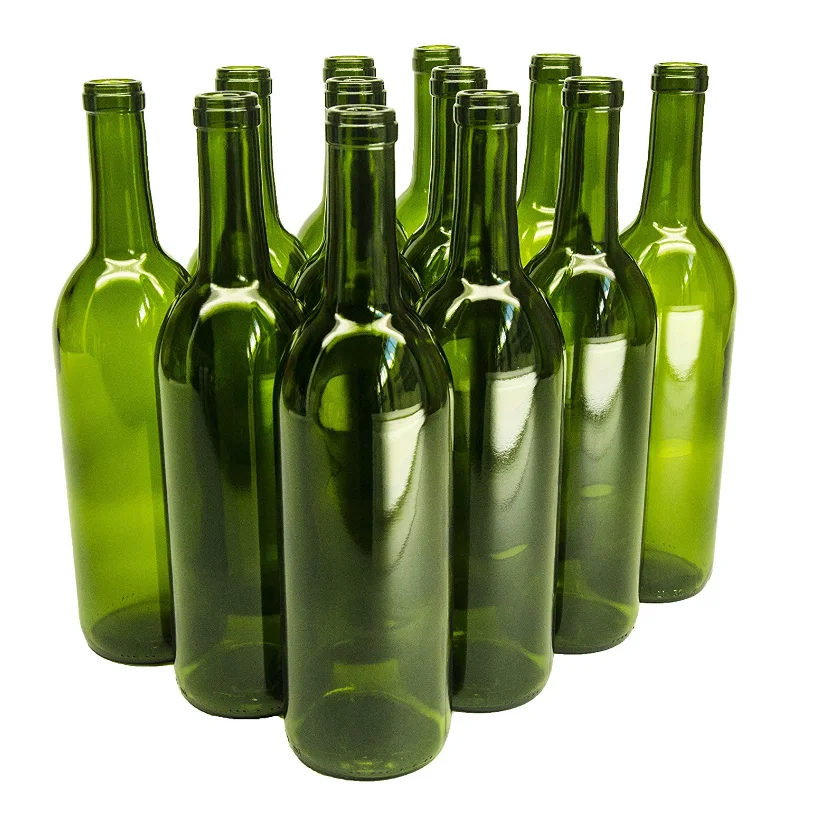 750ml glass bordeaux wine bottle flat bottom cork finish