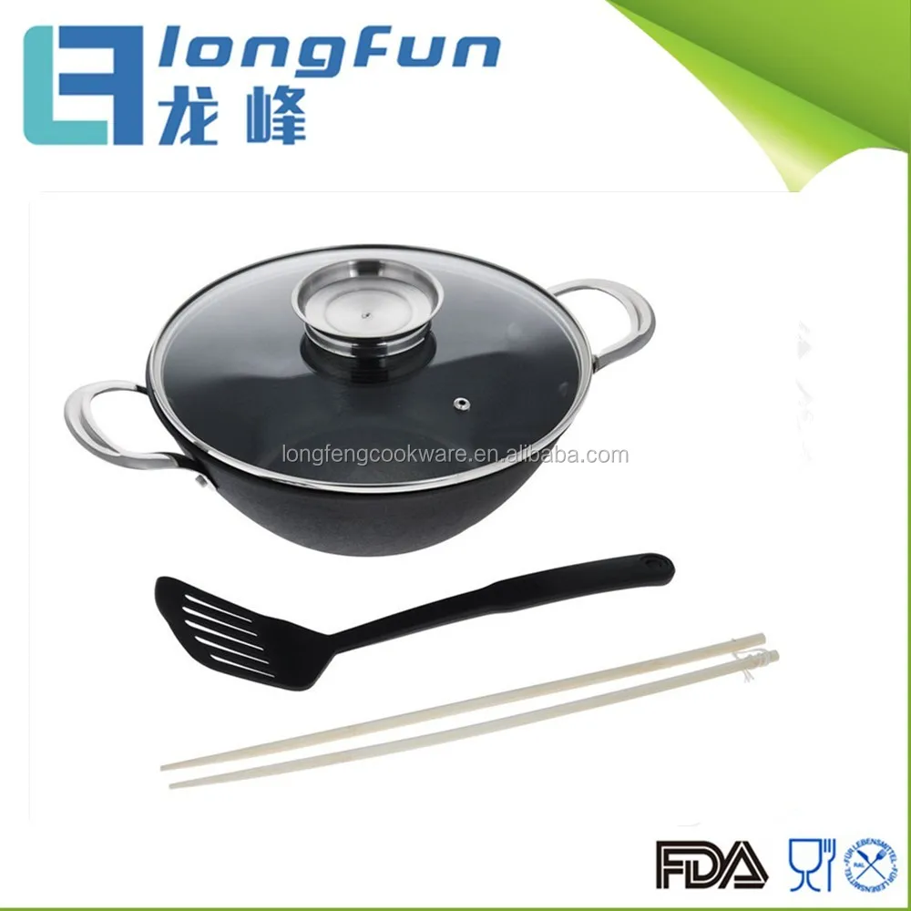 Pre-seasoned Light Cast Iron Wok Casserole Set