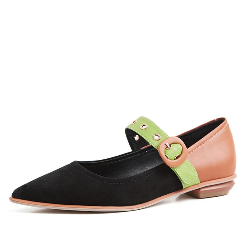 WETKISS New Arrival High Quality Leather Flat Shoes Suede Upper Women Flat Shoes Lady Footwear Flat Mary Jane Shoes Wholesale