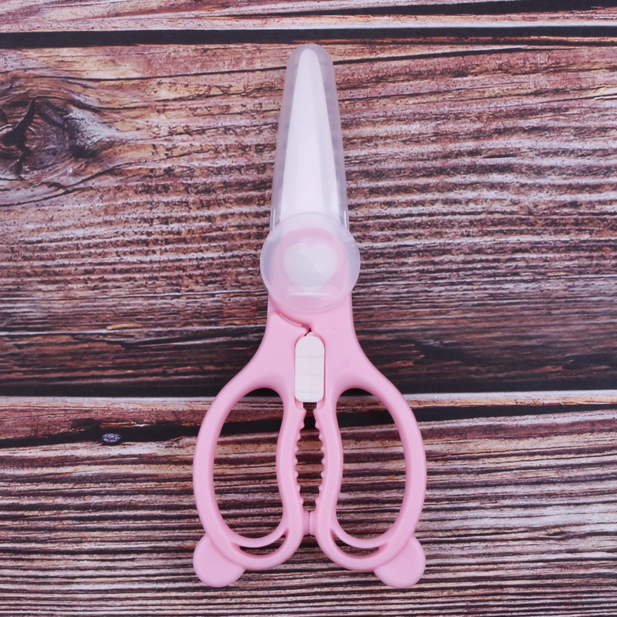 Food safe baby food ceramic scissors with protection cover for kids