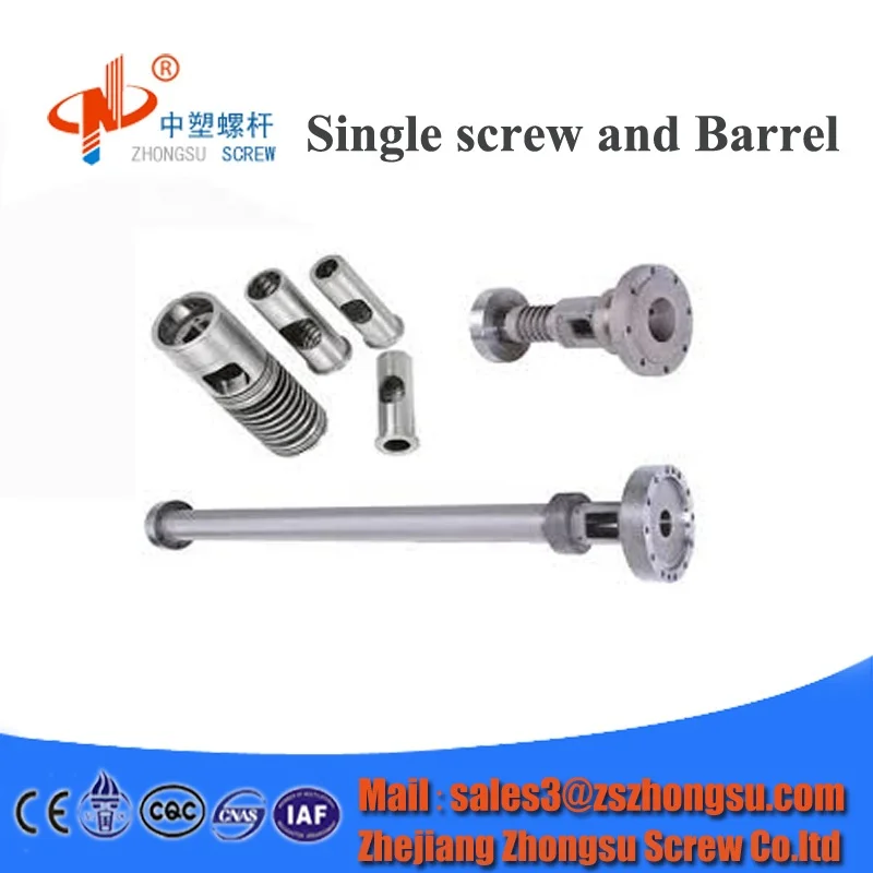 single 38CrMoAlA/ bimetallic single extruder screw  barrel micro extruder screw barrel for machines plastic