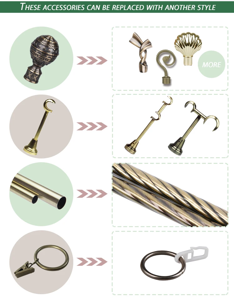 Stardeco hot sale decoration accessories 19mm aluminum curtain rod set