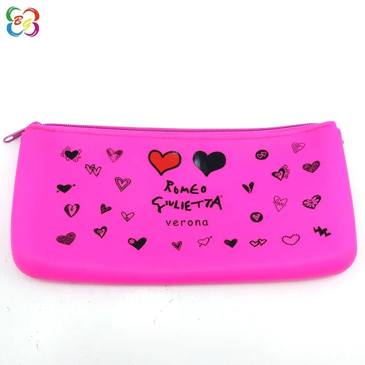High quality silicone stationery pencilcase custom printed promotional waterproof pencil case