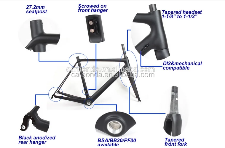 
Popular carbon road bike frame OEM 700C bicycle frame with inner cable route 