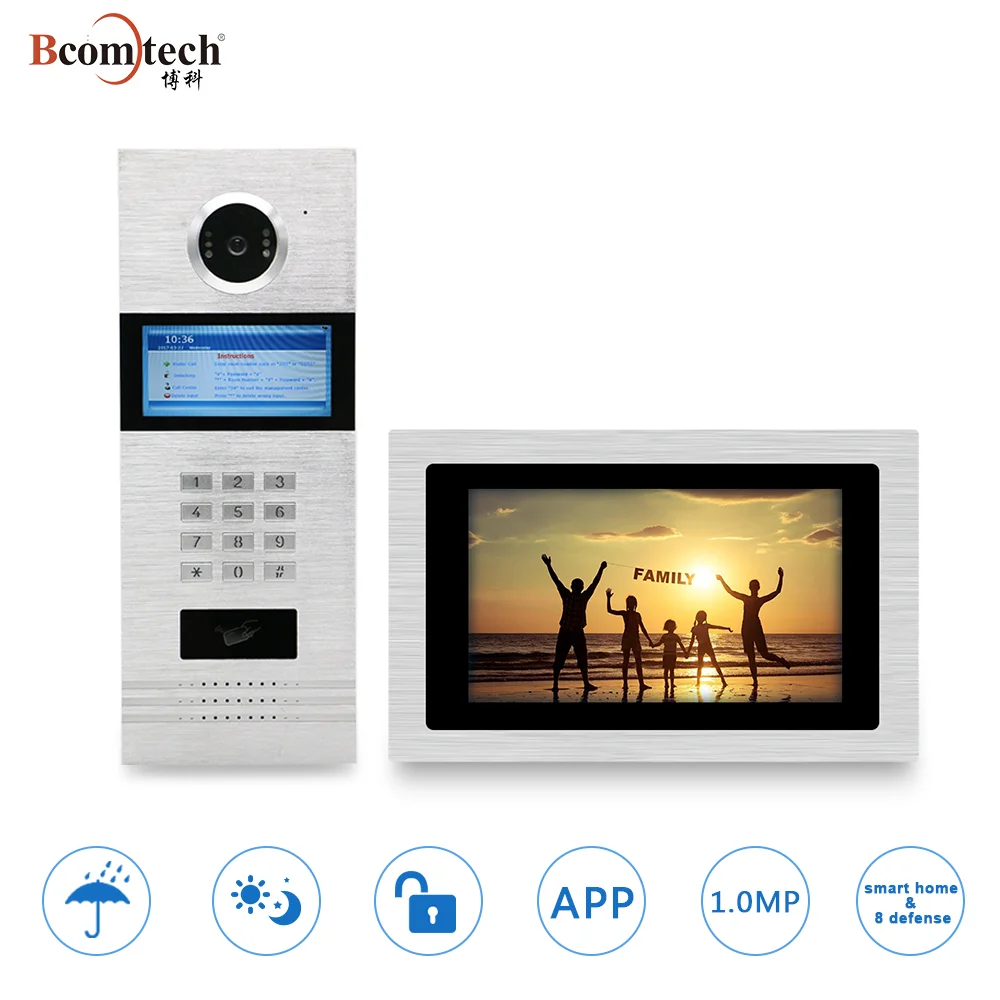 Multi Apartment SIP Video Phone Intercom System 7 inch TFT LCD Touch Screen Wireless Wifi SIP Video Intercom