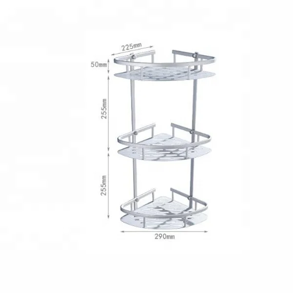 China rustproof bathroom storage rack super strong glue adhering shower basket bathroom corner shelf rack