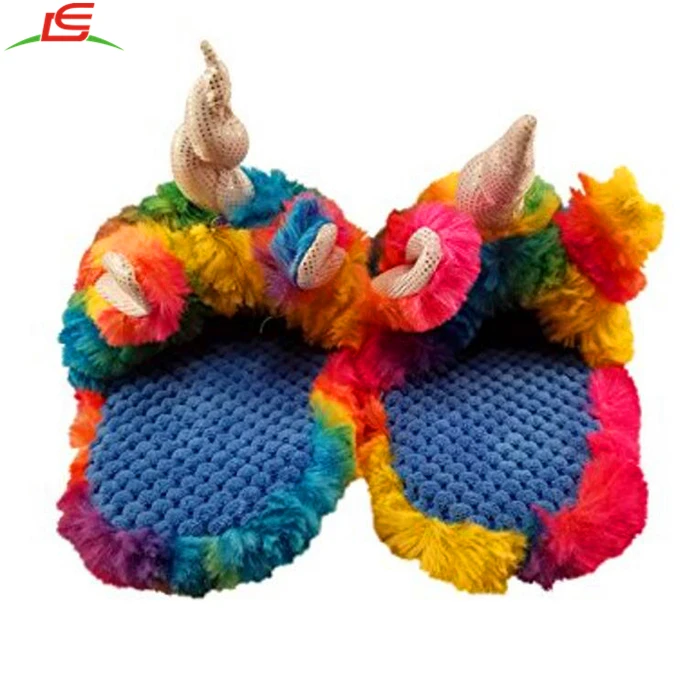 Rainbow Colors Girls Unicorn Slippers With Big Eyes
