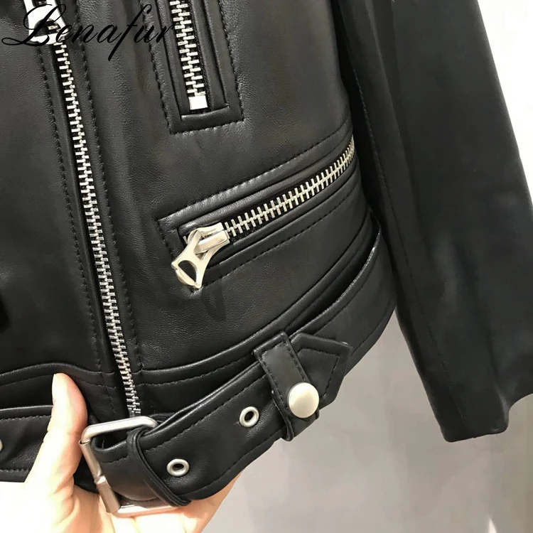 Fashion women Autumn jacket short real Sheepskin Leather Jacket New Arrival