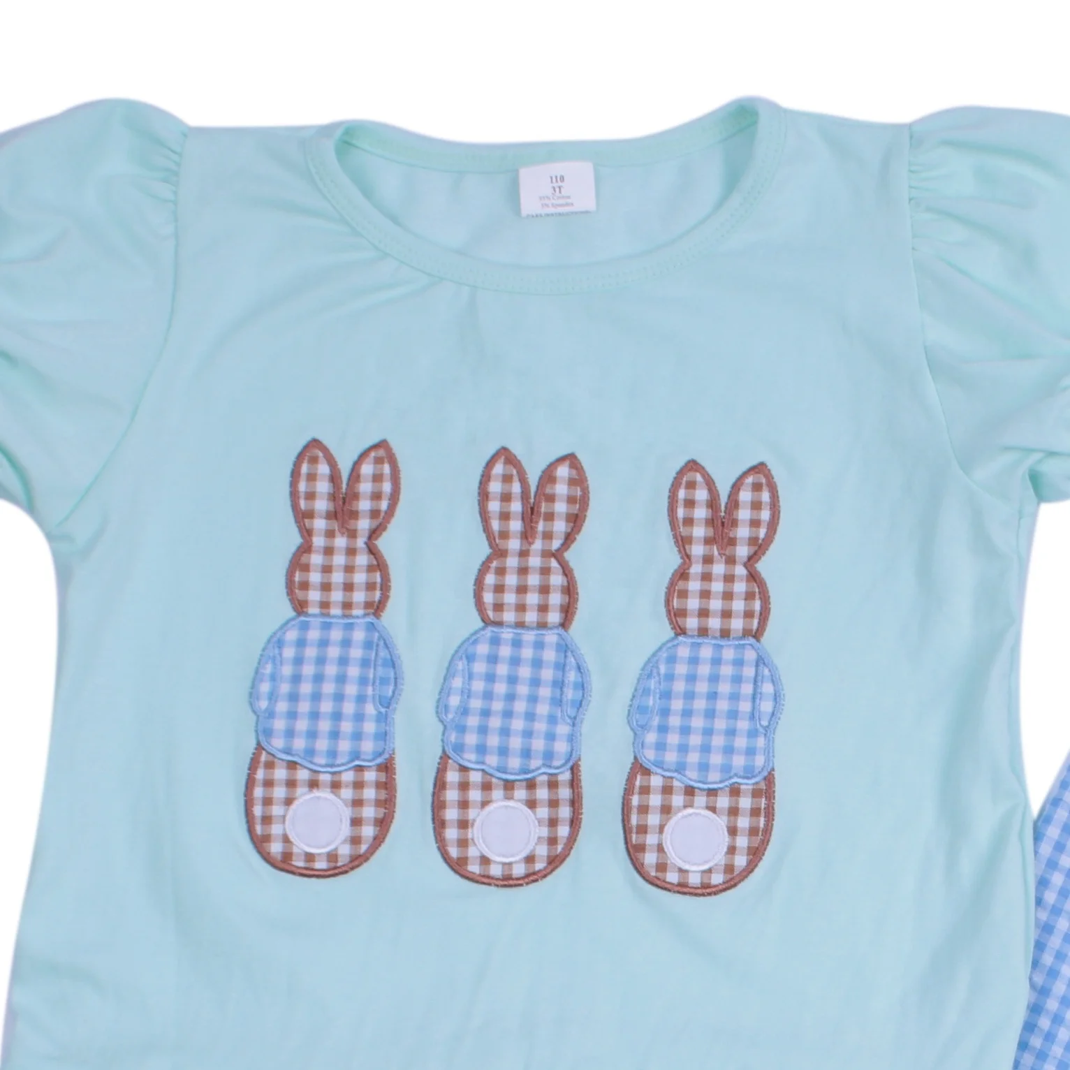 
wholesale embroidery rabbit eeg print Baby Girl Clothing Outfits Easter day Kids lace ruffle boutique clothing outfits 