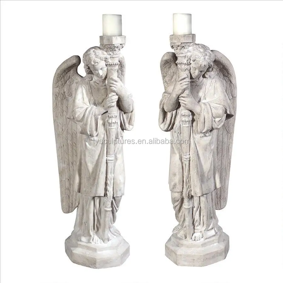 Decorative stone standing male angel light sculpture
