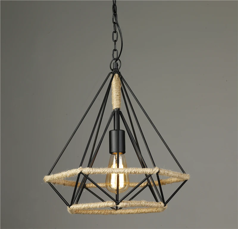 Industrial Ancient jute rope dinning suspended pendant lights lighting