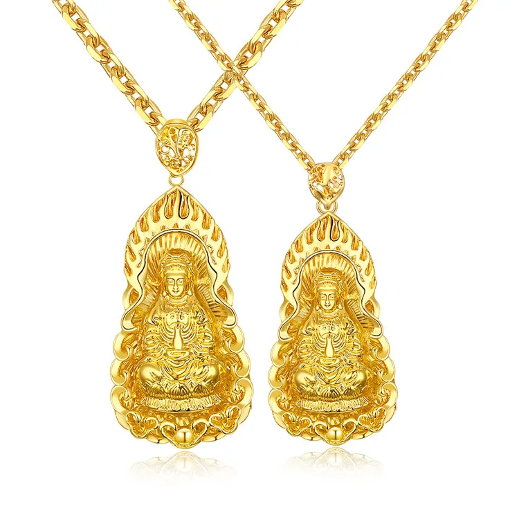18K Gold Plated Jewelry Gold Copper Buddha statue Pendant