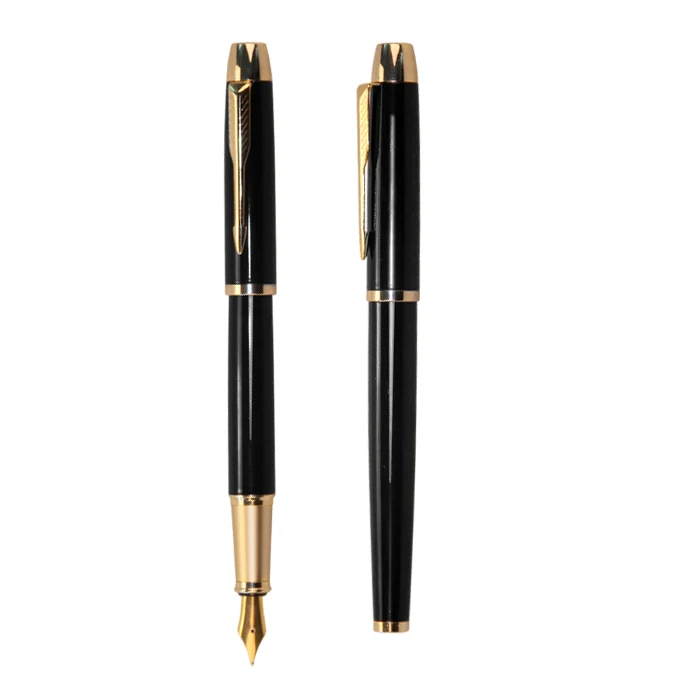 Lingmo High Quality Luxury Black Gold Color Engraving Brass Fountain Pen