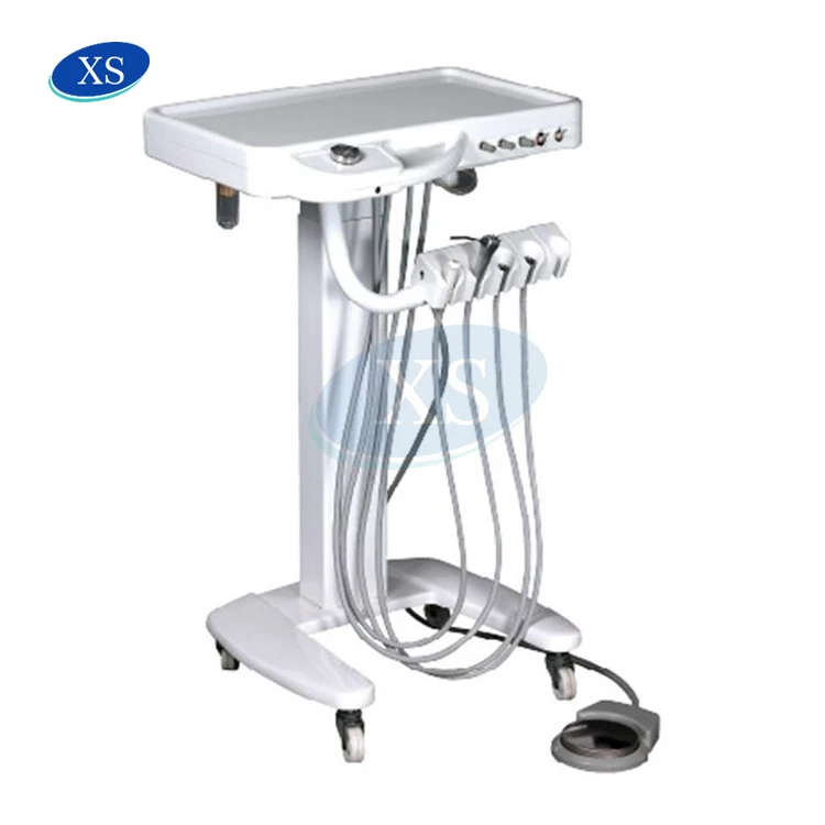 Easy handle Dental mobile cart Unit 4 hole with 600ml bottle for dental treatment
