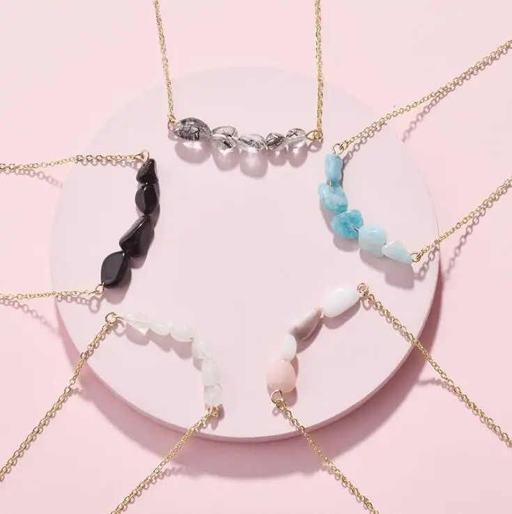 Оптовая продажа от европейских и американских производителей ювелирных изделий, простые женские короткие ожерелья с натуральным камнем, чокер