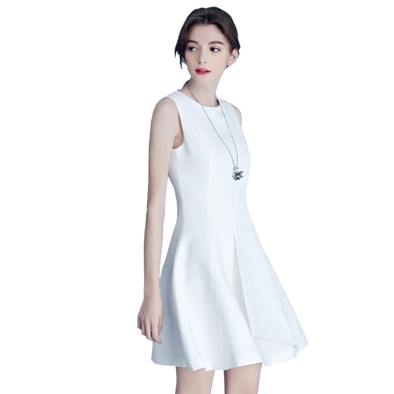 women white simple party sleeveless dress