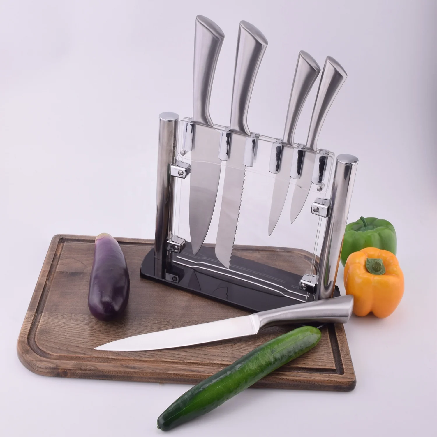 
Best Selling 5 Piece set Stainless Steel Kitchen Knife Set With Acrylic Stand 