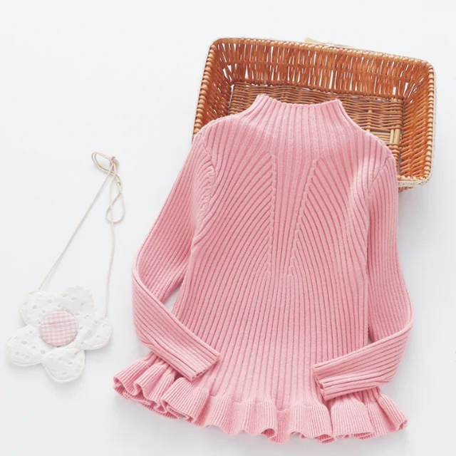 2022 Autumn Winter Kids turtleneck Stretch sweater for girls