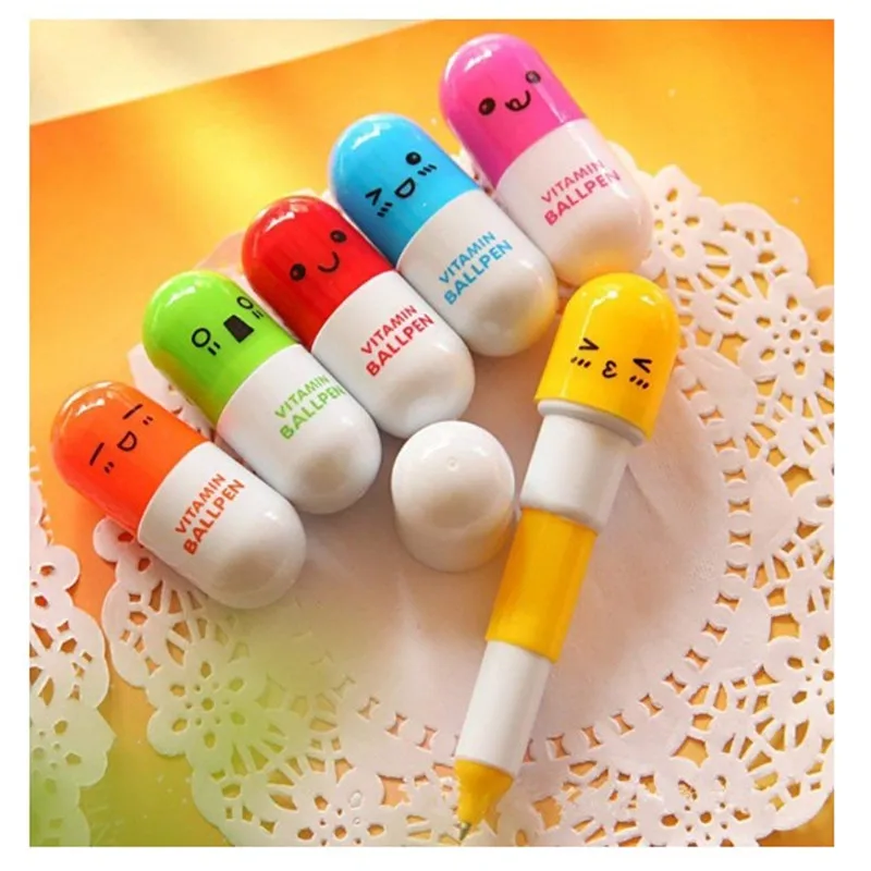 Mini Cute Animal Sports Vitamin Pill Ballpoint Pen OEM Promo Custom Logo 1.0mm/0.7mm Writing Width Multi-Functional Cartoon Gift