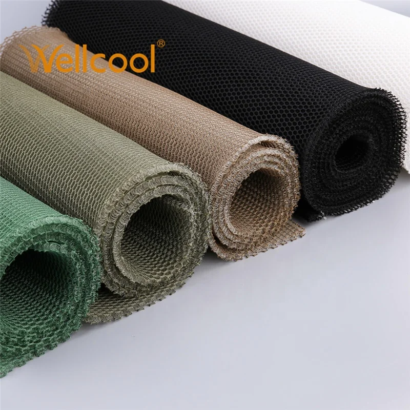 Wholesale 6mm thickness honeycomb mesh black 3d air spacer mesh fabric for tactical armor vest bag application