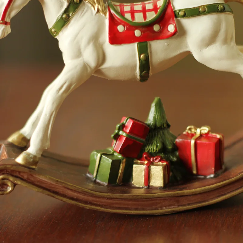 christmas decoration polyresin rocking horse for home decor