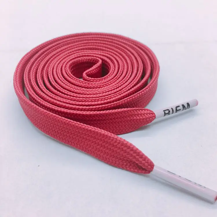Free sample custom printed cheap flat polyester shoelaces with metal aglet