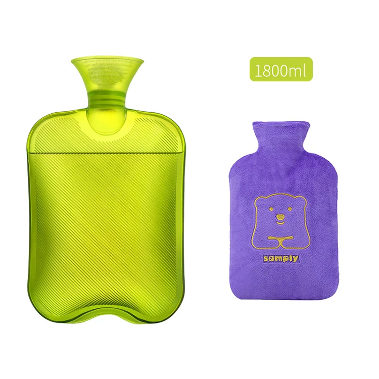 
Colorful 2 Liter Transparent Plastic Hot-Water Bag with Cover 