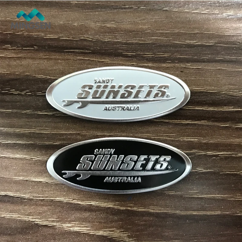 custom brand logo adhesive brushed aluminum nameplate