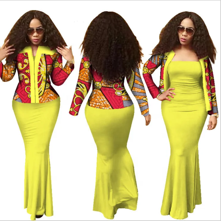 
African lady A strapless fishtail long dress with coat outfit clothing 