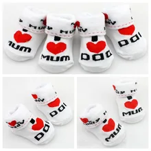 100 cotton Baby socks slip resistant floor socks love dad love mum cartoon kids socks for