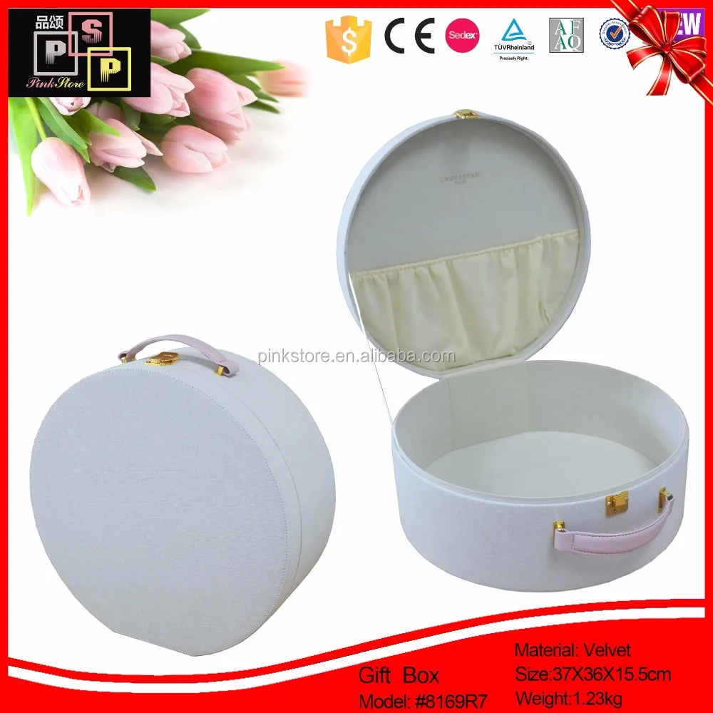 China Factory Fashion Round Leather Hat Boxes Wholesale