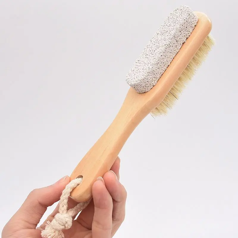 High quality eco-friendly Double Side material bath brush set , volcanic pumice stone exfoliator foot massager brush