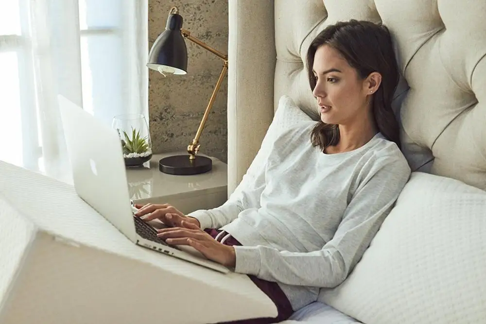 Bed Wedge Pillow With Memory Foam Top,Removable Cover,Perfect For Sleeping Or Reading