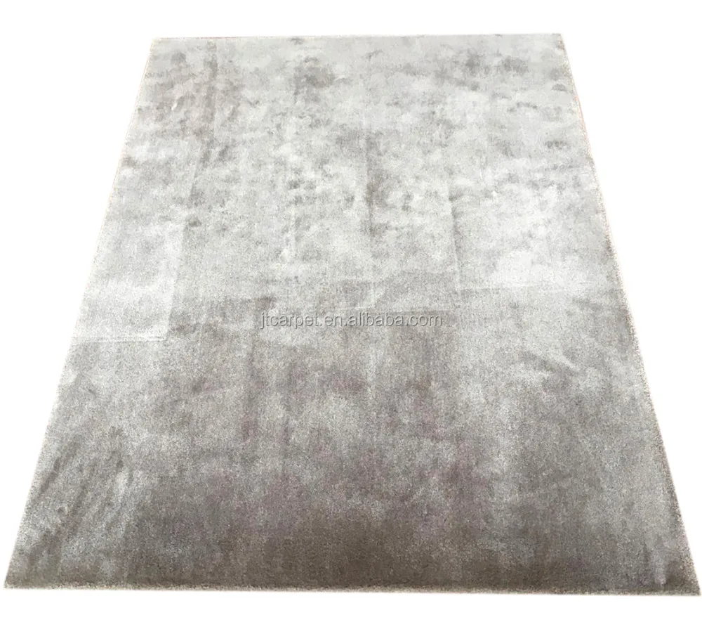 chinese made 100% bamboo silk plain grey color comfortable wall to wall carpet for living room and bedroom