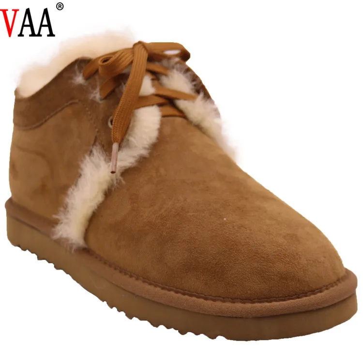 CF-281 ботильоны на шнуровке из натуральной кожи и подкладка из овечьей кожи, с подошвой из термопластичной резины, теплые мужские зимние сапоги; Большие размеры