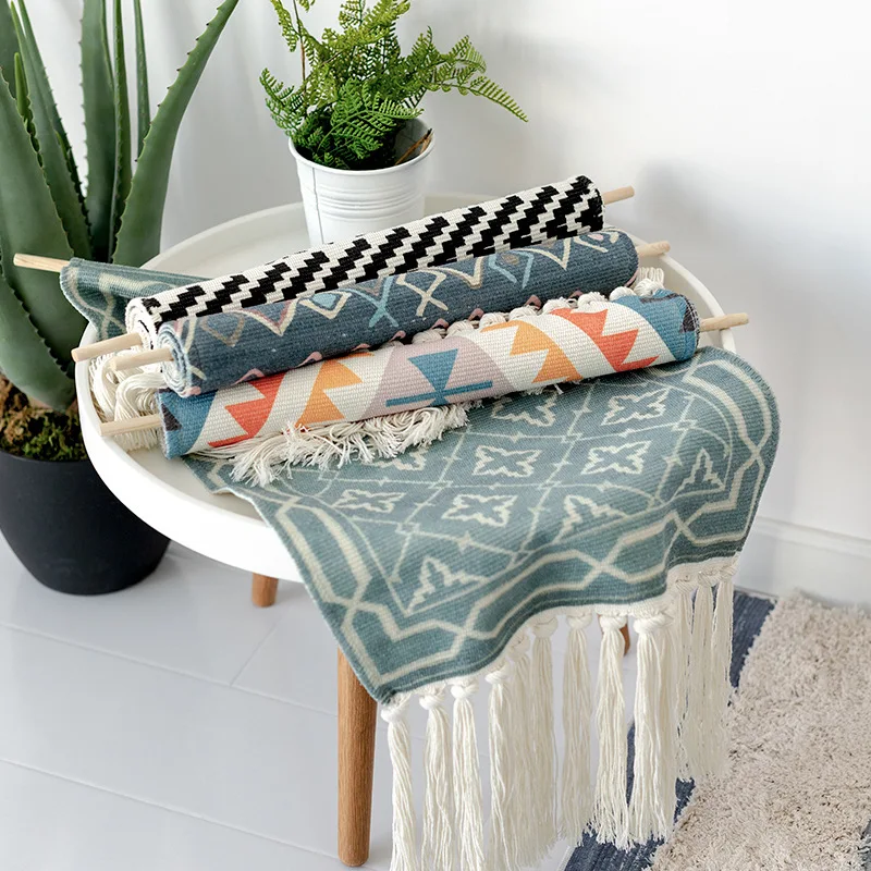 Woven Macrame Wall Hanging Boho Tapestry Home Nursery Wall Decor Retro Tassels Tapestry Geometric Pattern