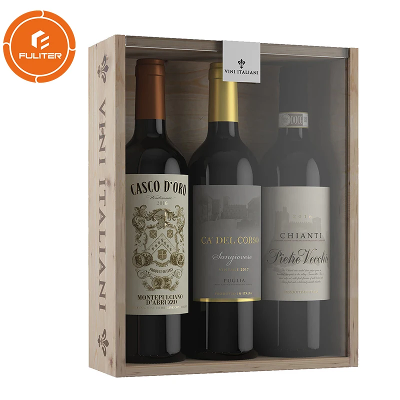 
 Под заказ, оптовая продажа, прозрачная деревянная коробка для вина с окошком для 3 бутылок   (62020857889)