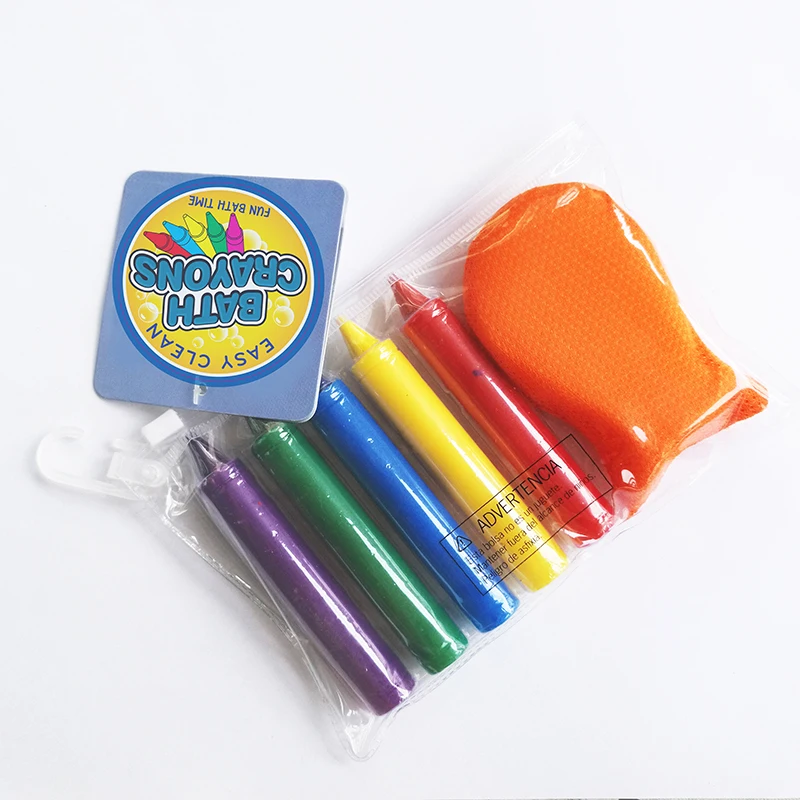 Bathtime Fun Bundle 5 Twistable Bathtub Crayons with Sponge