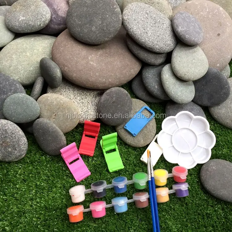 
Colored Flat Round Nature Stone DIY Painting Pebbles 