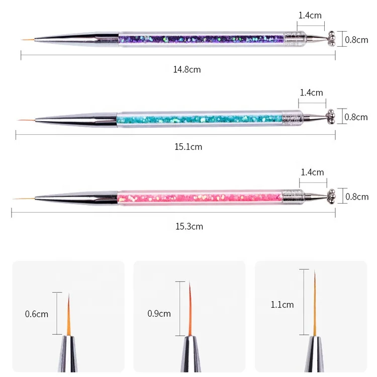 
Double Use Flower Magnet Pen Plastic Acrylic Handle Nylon Liner Painting Nail Brush Nylon Stripe Brush Cat Eye Magnetic Pen 