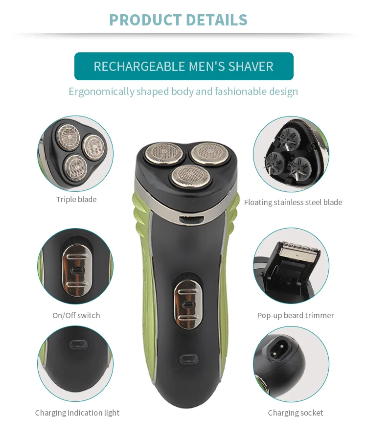 PRITECH Floating Stainless Steel Blade Private Label Recharge 3 Heads Men Shaver