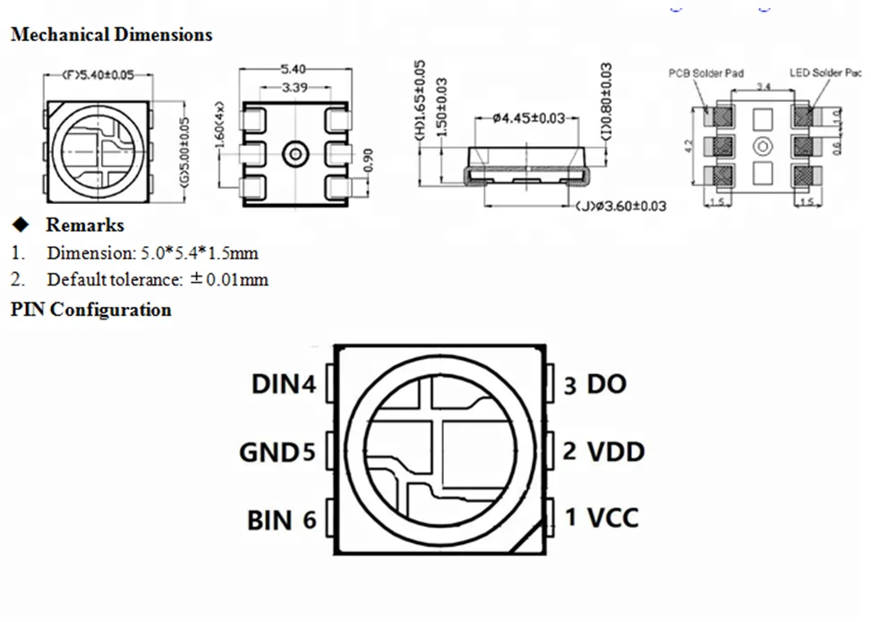 Plcc 6 SK6822 WS2811 WS2813 5050 RGB SMD IC WS2812B LED 6-pins chip for LED Racing display
