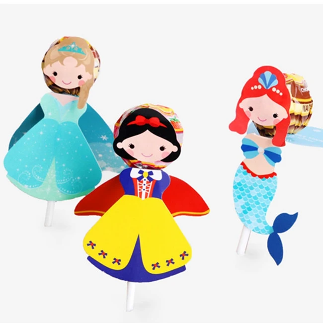 
New arrival Cartoon lollipop decorative Paper Card DIY folding decorative Princess lollipop cards for kids 