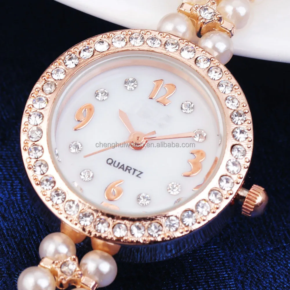 Womens rose gold watches, Pearl crystal bracelet bangle round , Square dial wrist ladies gold watch
