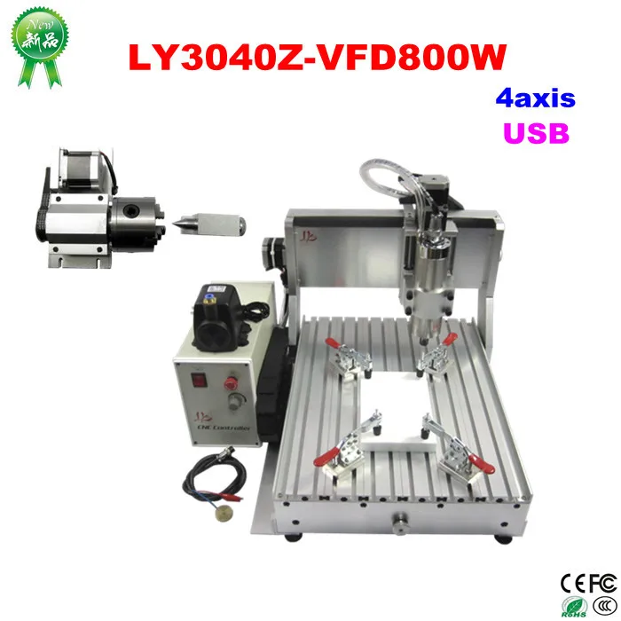 Router CNC Engraver/Engraving Drilling and Milling Machine LY CNC 3040Z-VFD800W USB 4 Axis